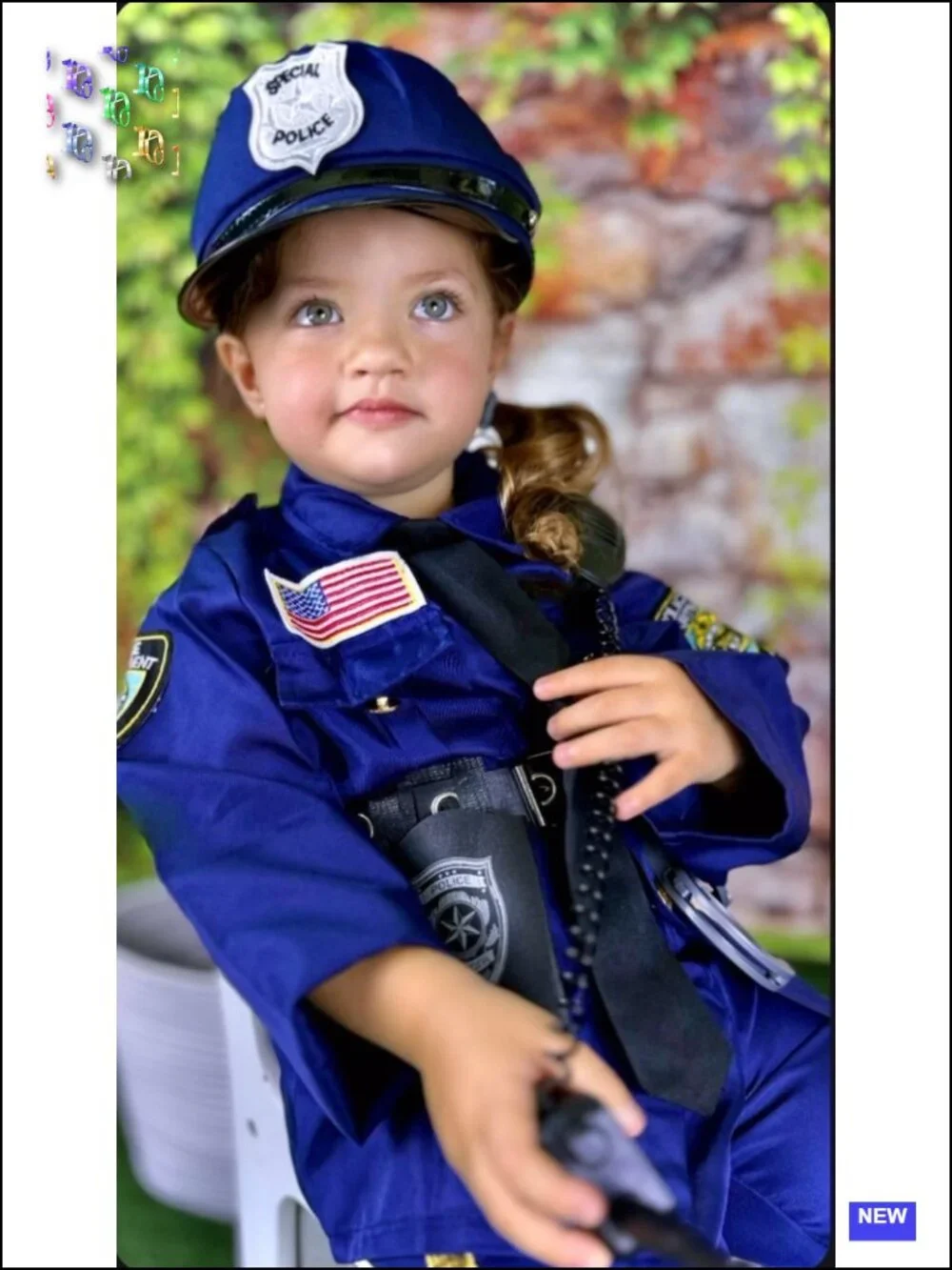 Kids Police Officer Costume Set - 5 Piece Halloween Dress Up Uniform with Hat &